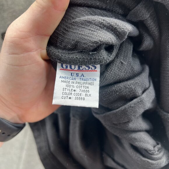 Vintage Guess Jeans Dress Womens 7 Black Corduroy Zip Front Mini Shirt 90s Y2k - Picture 12 of 12